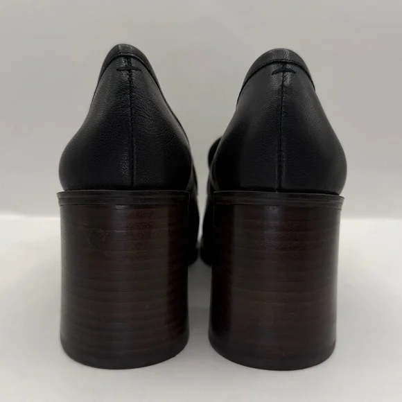 Crown Vintage Black Leather Chunky Loafer Pumps Women's Size 8 M - Picture 6 of 8